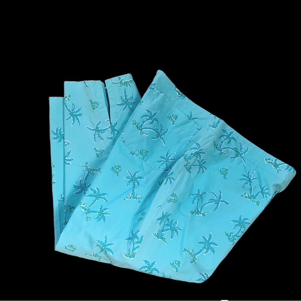 Lilly Pulitzer Turquoise Seaside Pattern Capri Pants, Size 4
